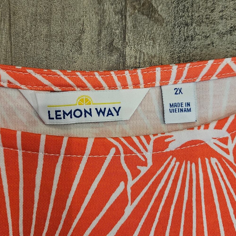 Lemon Way Dress Womens Size 2X Orange Clam Shell Print T-Shirt Short Sleeve - Picture 6 of 8